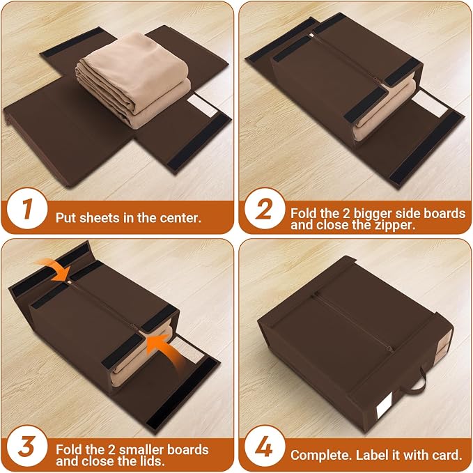 StorageTastic 4 Pack Bed Sheet Closet Organizers and Storage, Sturdy Foldable - Image 4