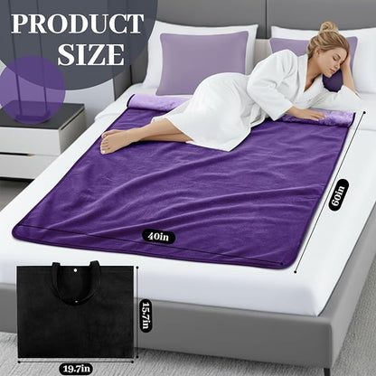 Waterproof Blanket for Bed Couch Sofa, 40''x60'' Reversible & Washable, Fleece and Flannel Waterproof Mat, Water Resistant Bed Cover, Leakproof Mattress Protector(Light Purple/Dark Purple)