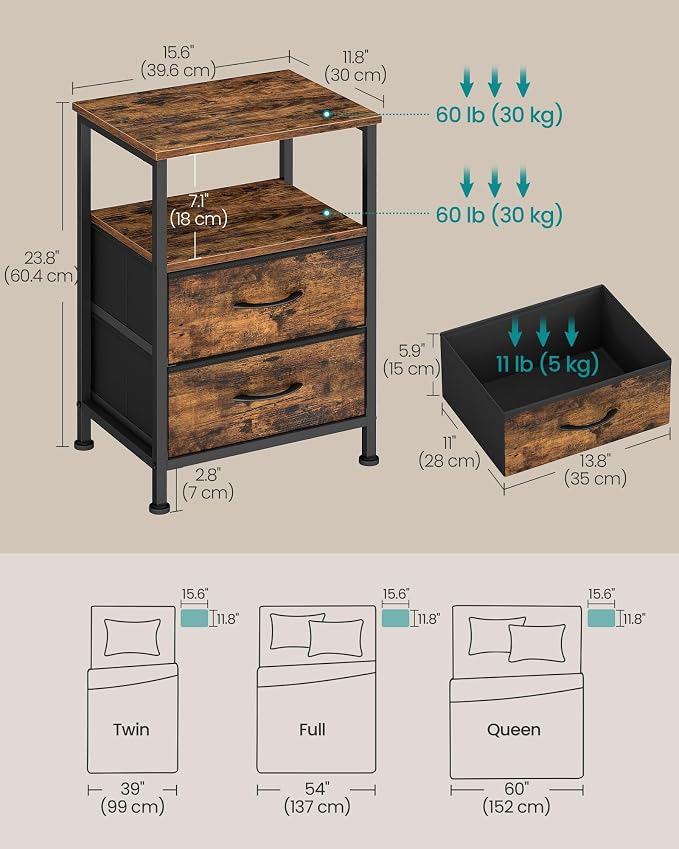 SONGMICS Nightstand, Bed Side Table, End Table - Image 3