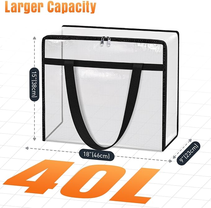 4 Packs 40L Clear Under Bed Storage Containers, Large Clothes Storage Bags | - Image 2