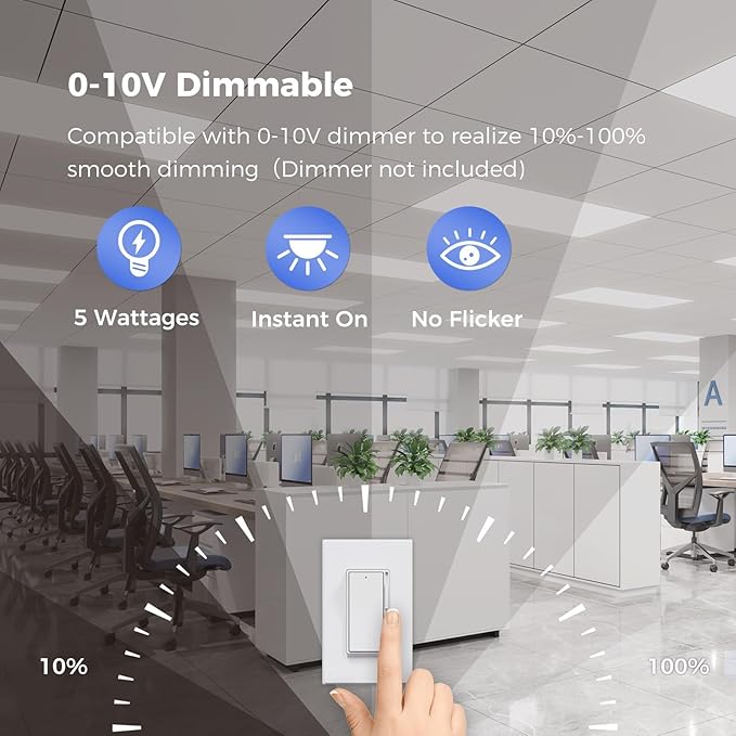 AIKVSXER 48 Pack 2x4 LED Flat Panel Light, Bright 9100LM Office Kitchen LED Flush Mount Ceiling Light Fixtures,Dimmable,Switchable 5CCT 3000K/4000K/5000K/5700K/6500K, 5 Wattages 30W/40W/50W/60W/70W