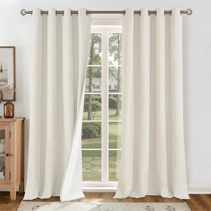 YoungsTex Linen Blackout Curtains 96 Inch Length 2 Panels by YoungsTex