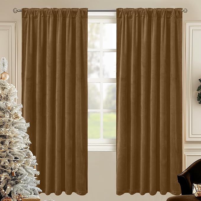 BGment Bronze Brown Velvet Blackout Curtains 72 Inches Long - Image 2
