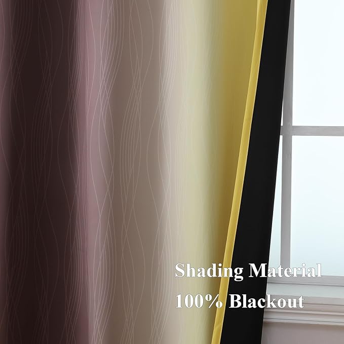 Brown and Yellow Blackout Curtains 52Wx96L Inch 2 Panels | Thermal Insulated - Image 5