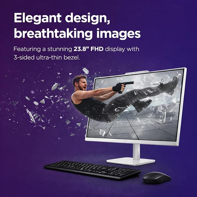 Lenovo 24" FHD All-in-One Desktop Computer - 32GB RAM - 2TB SSD - Intel 13th 8 Cores i3 CPU (Beat 11th i5) - Keyboard and Mouse - Windows 11 - Lifetime Office 365 for The Web