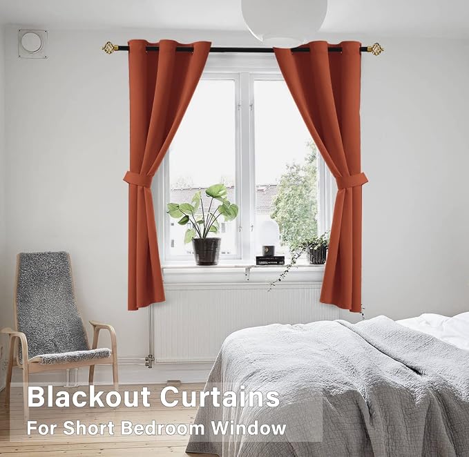 KOUFALL Burnt Orange Grommet Top Curtains - Image 4