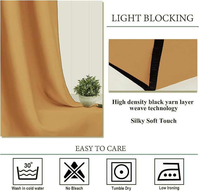 Diraysid Mustard Yellow Grommet Blackout Curtains - Image 5