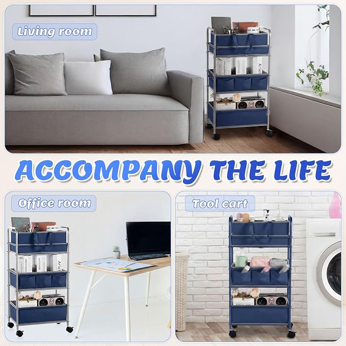 Honeydak 2in1 Baby Diaper Caddy Organizer Cart 3 Tier Large Capacity Metal - Image 5