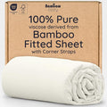 Bambaw 100% Viscose Derived from Bamboo Fitted Sheet Queen Size, 16’’ Deep Pocket Fitted Queen Sheet Only, Breathable & Cooling Fitted Sheet Queen Size (Ivory)
