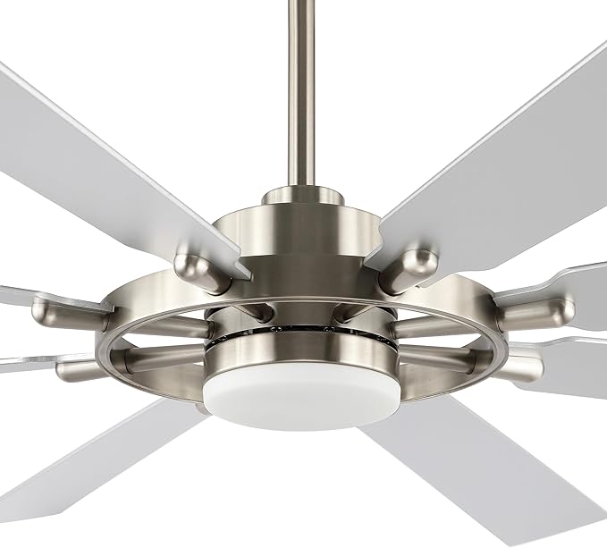 ELEHINSER 80 Inch Ceiling Fan with Lights and 3 Downrods, 8 Plywood Blades, 6-Speed Noiseless Reversible DC Motor, 3CCT, Windmill Ceiling fan for Kitchen Bedroom Living Room, Nickel and Silver