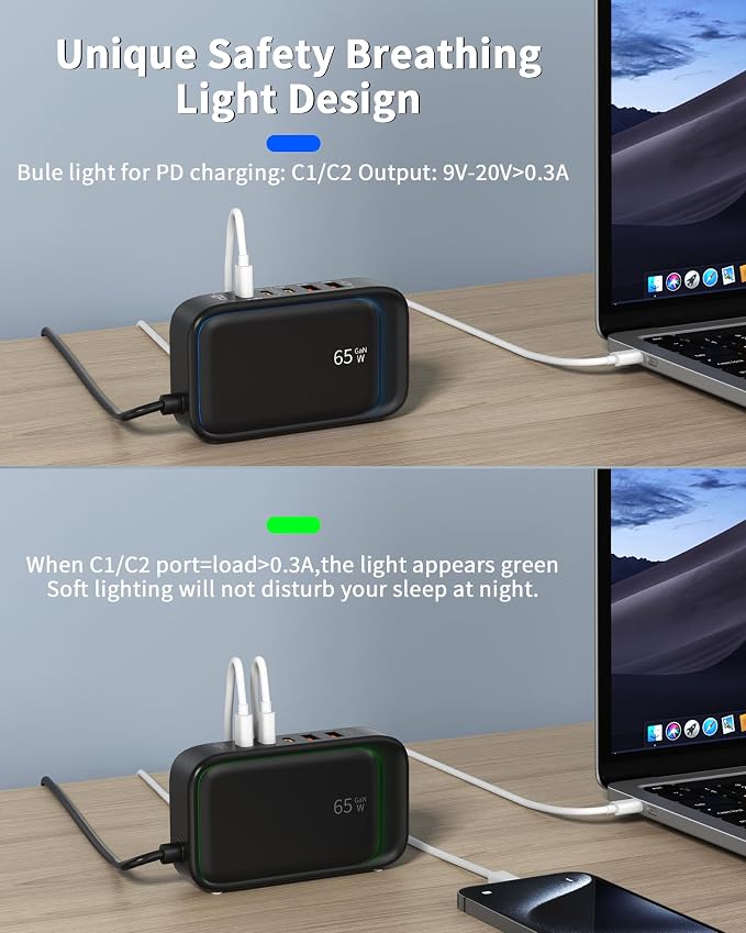 7-in-1 USB Power Strip, 85W Charging Station 5FT Extension Cord - Image 5