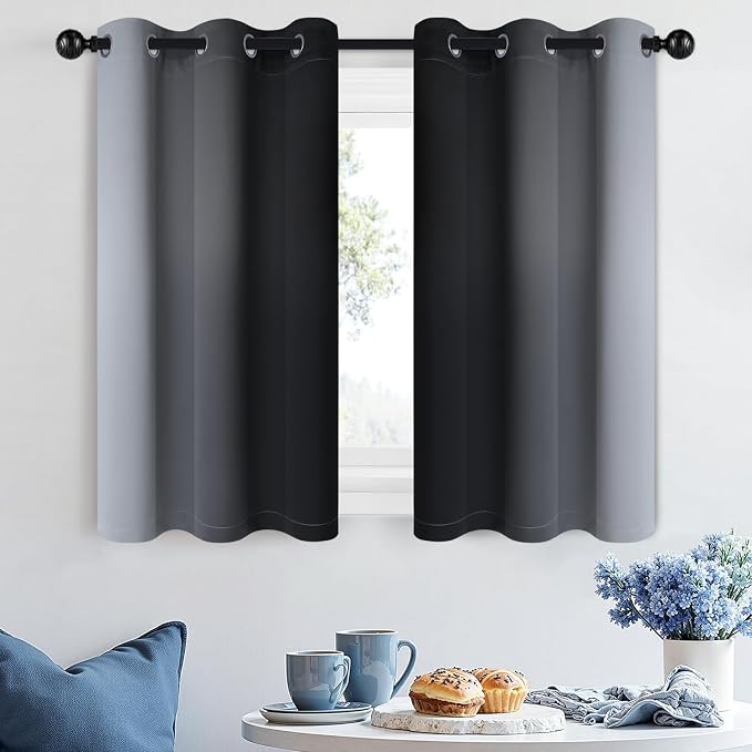SimpleHome Ombre Black to Grey White Curtains - Image 2