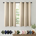 Short Cream Beige Blackout Kitchen Curtain W40 x L45 Inch 2 Panels | Thermal by Woaboy