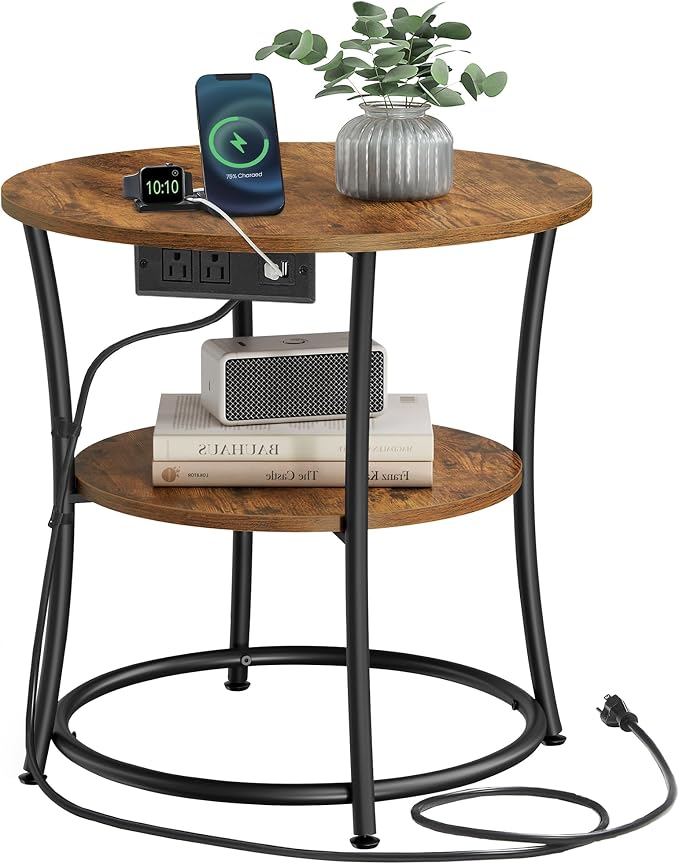 VASAGLE 21.7-Inch Round Side Table, 2-Tier End Table | Nightstand by Unknown