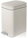 Small Bathroom Trash Can with Lid, 1.9 Gallon Slim Soft Close Step, Cream | by rejomiik