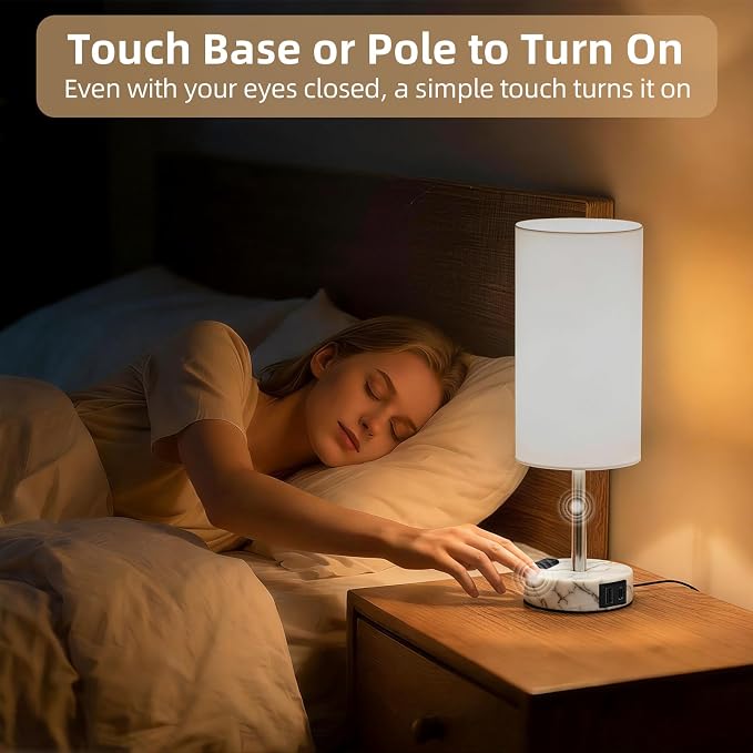 Table Lamp for Nightstand, High-Sensitivity Touch, 3-Level Dimmable Bedside Lamp - Image 4