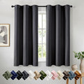 Short Dark Grey Blackout Kitchen Curtain W40 x L54 Inch 2 Panels | Thermal by Woaboy