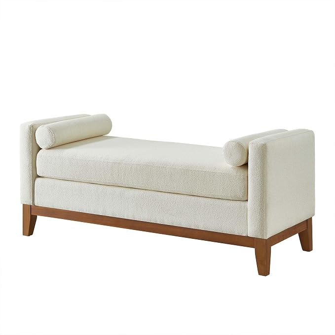 51” Bed Ottoman Bench for Bedroom, Boucle Upholstered End of The Bed Bench - Image 5