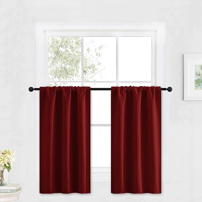 RYB HOME Kitchen Blackout Curtains Over Sink 36 inch Length, Rod Pocket | by RYBHOME