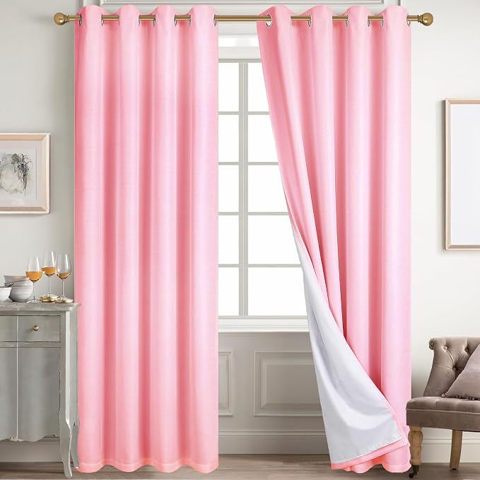 Diraysid 100% Blackout Curtains Pink Linen Curtains by Diraysid%2C+refresh+your+life