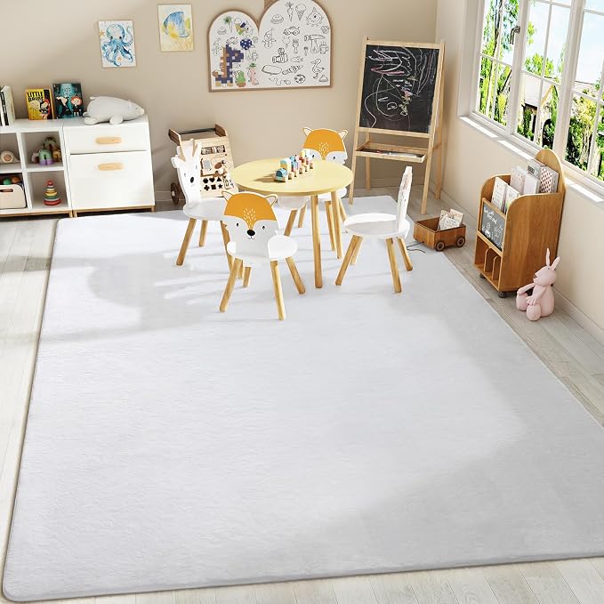 Modern Area Rugs for Bedroom Living Room, 4x6 White Memory Foam Rug | Thickened - Image 9