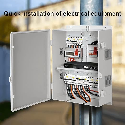 Namunanee Outdoor Electrical Junction Box, ABS Water Resistant Enclosure with Internal Mounting Panel & Hinged Cover, 16.1" H* 12.2" L* 5.9" W