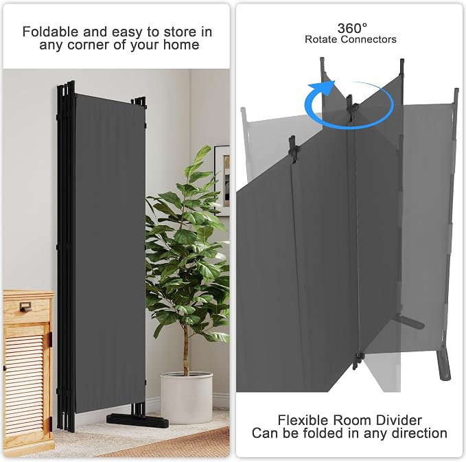 6 Panel Room Divider, 6ft Folding Screen Portable Wall Partition Room Divider - Image 3