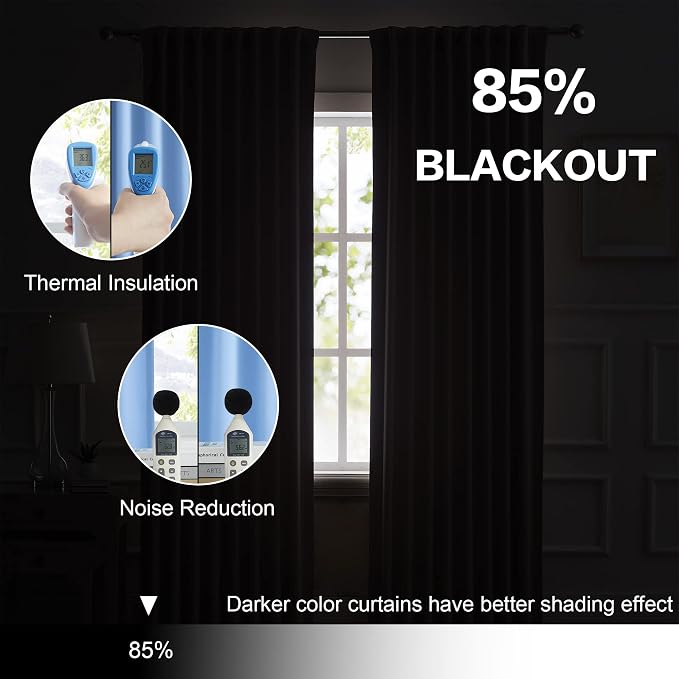 Light Sky Blue Curtains Room Darkening Curtains, Rod Pocket and Back Tab - Image 6
