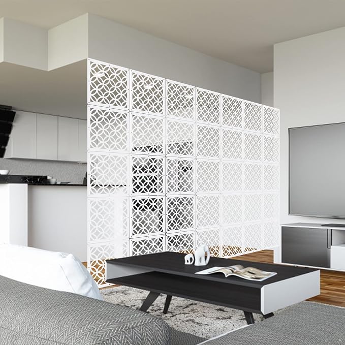 12PCS Hanging Room Divider Wall Screen Panel Room Divider Panels -White02 | - Image 5