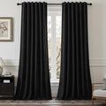 Black Velvet Blackout Curtains 102 Inches, Floor to Ceiling Drapes Back Tab | by AUSSPVOCT
