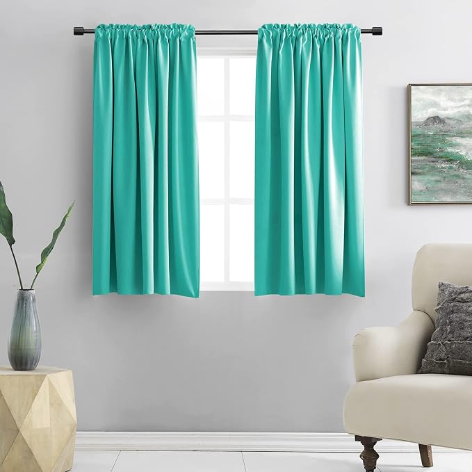 Turquoise Blackout Curtains by DONREN