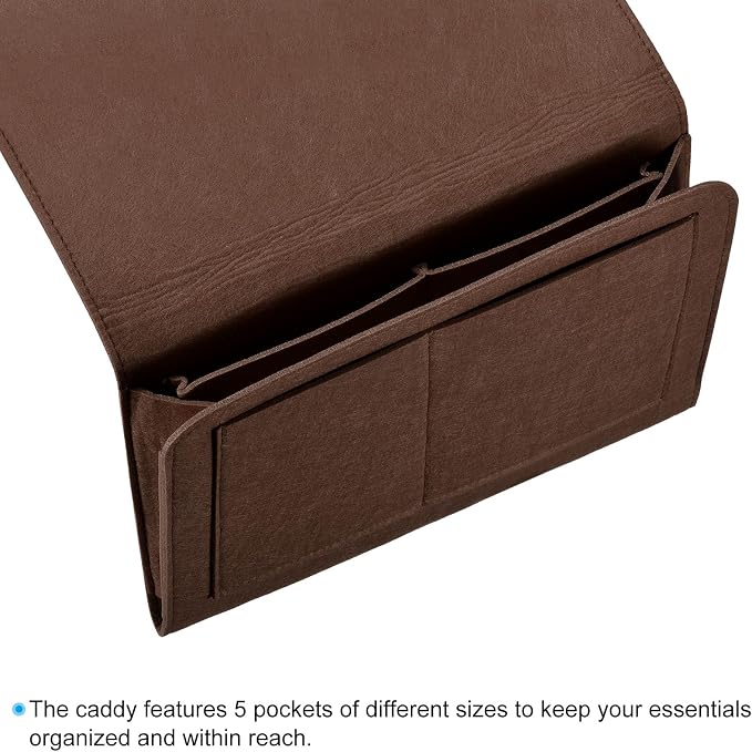 PATIKIL 13in Bedside Caddy, Bed Caddy Bedside Organizer Hanging 5 Pocket Soft - Image 3