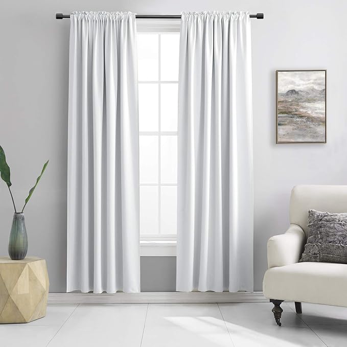 Greyish White Window Curtain Panels by DONREN