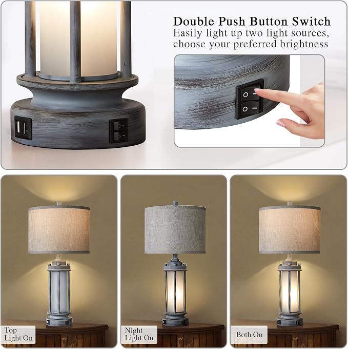 AIEAMPDO Set of 2 Rustic Table Lamps - Image 4