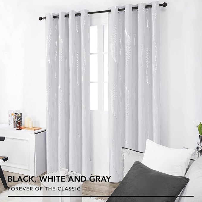 Deconovo Curtains for Living Room, Pattern Blackout Curtains 95 Inches Long | - Image 5