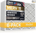 BNX TruFilter 20x25x1 Air Filter MERV 11 (6-Pack) - MADE IN USA - Allergen Defense Electrostatic Pleated Air Conditioner HVAC AC Furnace Filters for Allergies, Dust, Pet, Smoke, Allergy MPR 1200 FPR 7
