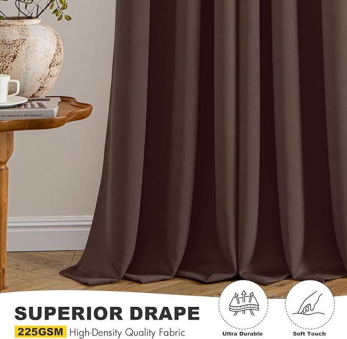 MIULEE Blackout Curtains for Bedroom 2 Panels 40 x 54 Inch Long Dark Brown | - Image 5