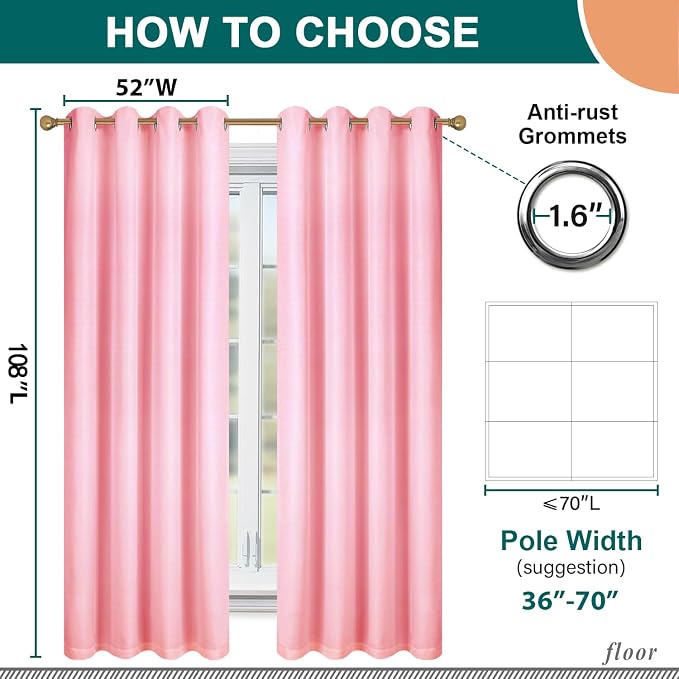 Diraysid 100% Blackout Curtains Pink Linen Curtains - Image 5