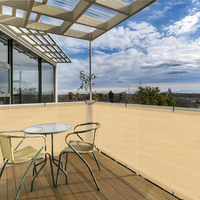 3.3'x19.7' Sand Balcony Privacy Screen Fence Windscreen 90% UV Block | 90% - Image 6