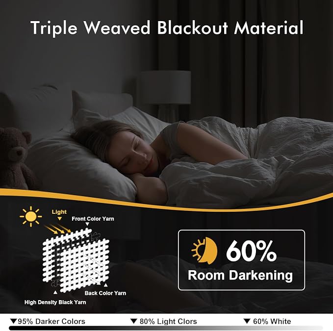 MIULEE Blackout Curtains for Bedroom 2 Panels 40 x 72 Inch Long Beige White | - Image 2