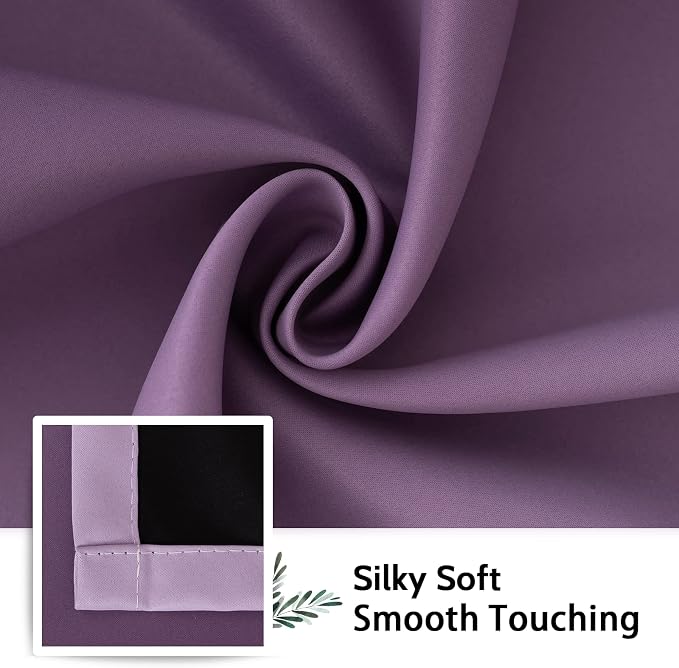 SimpleHome 100% Blackout Ombre Bedroom Curtains Purple and Greyish White 84 | - Image 8