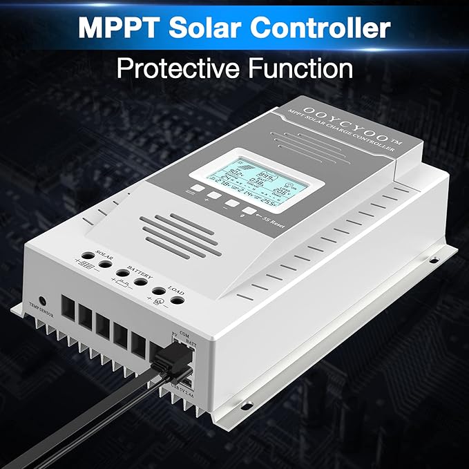 OOYCYOO MPPT Charge Controller 80 amp 12V/24V Auto, 80A Solar Panel Charge Regulator with Blacklight LCD Display Max 100V for Lead-Acid Sealed Gel AGM Flooded Lithium Battery