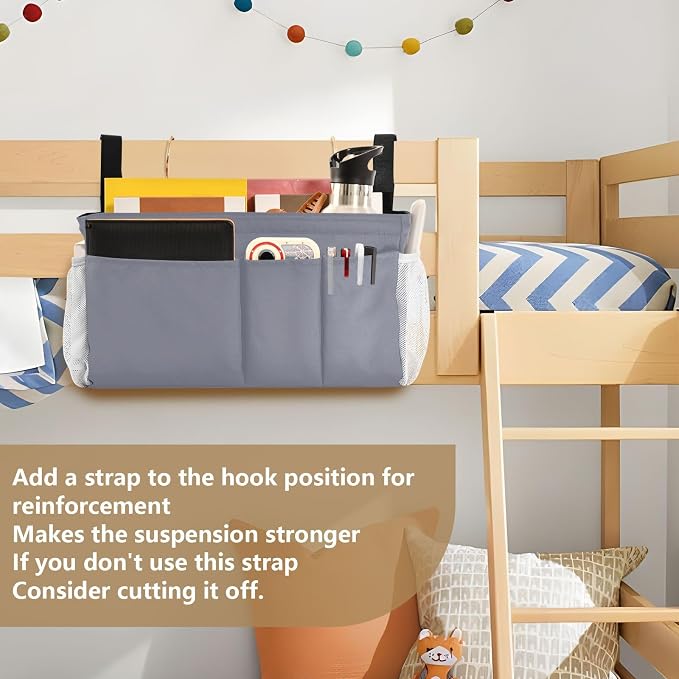 DOMIKING Grey Bedside Caddy for Dorm Bed Recliner Armrest Organizer - Image 6