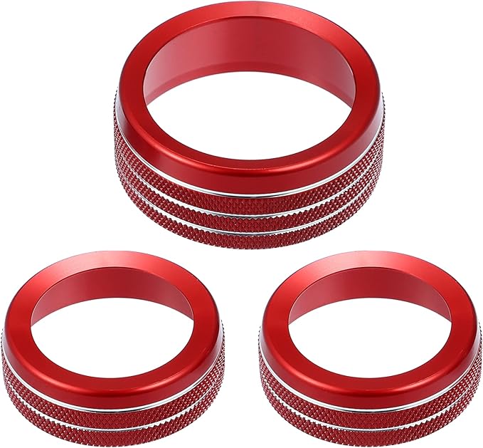 A ABSOPRO AC Knobs Decals AC Radio Switch Knob Cover for Dodge Durango 2014-2020 for Jeep Cherokee Grand Cherokee 2014-2021 Red (Set of 3)
