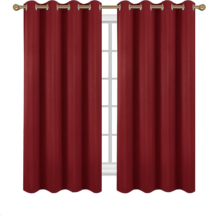 Diraysid Red Grommet Blackout Curtains - Image 2