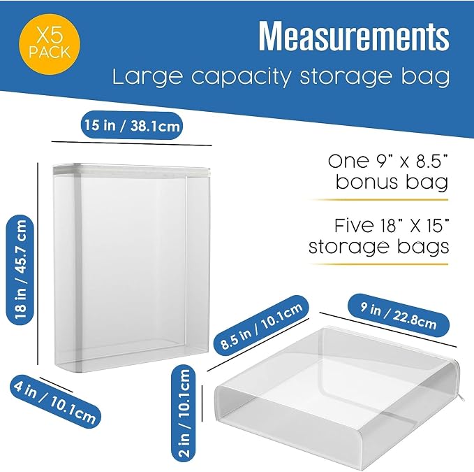 Sweater Bags Moth Proof, Clothing Storage Bags, 5 Pack | Houseables Bag - Image 2