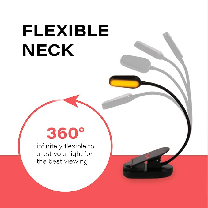 hooga Amber Book Light, Rechargeable Clip-On Blue Light Blocking LED Reading - Image 7