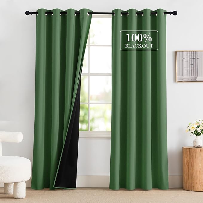 NICETOWN Forest Green Blackout Curtains 84 Inches Long by NICETOWN