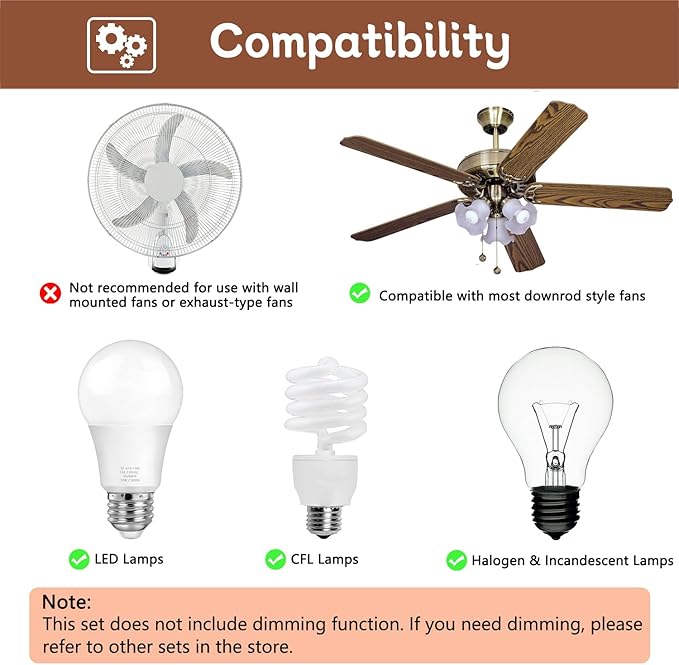Universal Ceiling Fan Remote Control Kit,Replacement for Harbor Breeze,Hunter,Hampton Bay,Litex,3-Speed,Light Control, with Receiver FAN28R,Replace UC7030T FAN-53T 2AAZPFAN-53T FAN-11T KUJCE9103