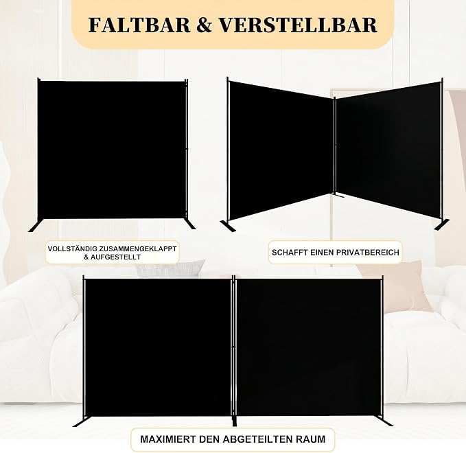 T&Jero 2-Panel Folding Room Divider, 6ft Tall Portable Privacy Screen Wall - Image 3
